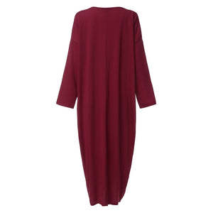 Women's Long Round Neck Long Sleeve Shirt Dress