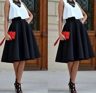 Sexy Vintage White crop top and black Mini Skirt