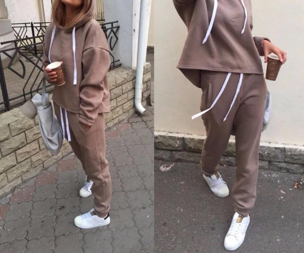 Women's Long Sleeve Thicken Hooded Sweatshirts 2 Piece Set