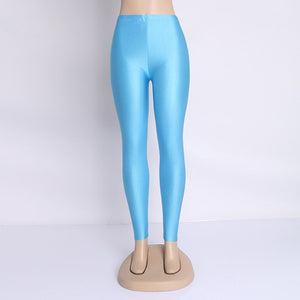 Women Solid Color Shinny Leggings